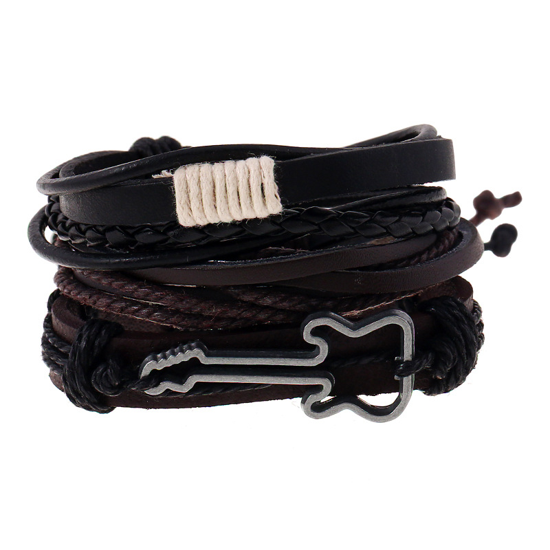 Men Accessories Singapore - ヒップホップロックジュエリーブレスレット腕輪ファッションギターレザーブレスレット男性のためのアクセサリー男性 DIY ブレスレット