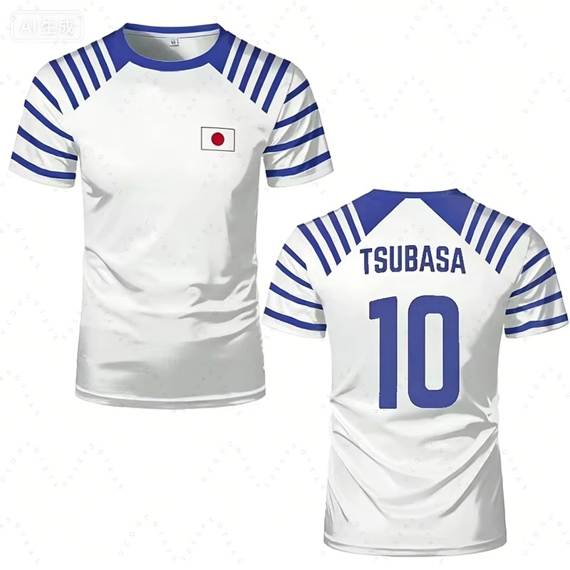 Men Accessories Unique - 2026 ホットキャプテン翼アニメ男性女性 Tシャツ日本国旗プリント夏半袖カジュアル Tシャツスポーツキッズサイクリング Tシャツ