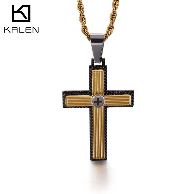 Men Accessories Singapore - Kalen ヒップホップクロスペンダントネックレスメンズパンクチャームステンレス鋼ジュエリーヴィンテージクロスアクセサリー