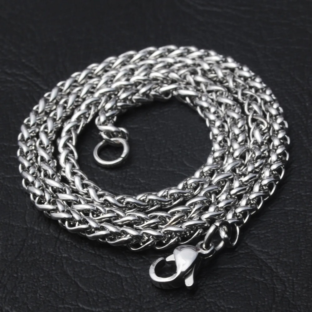 Men Accessories Singapore - 3 ミリメートル厚のステンレス鋼ツイストチェーンネックレス男性女性ジュエリーロングチェーンペンダントアクセサリー