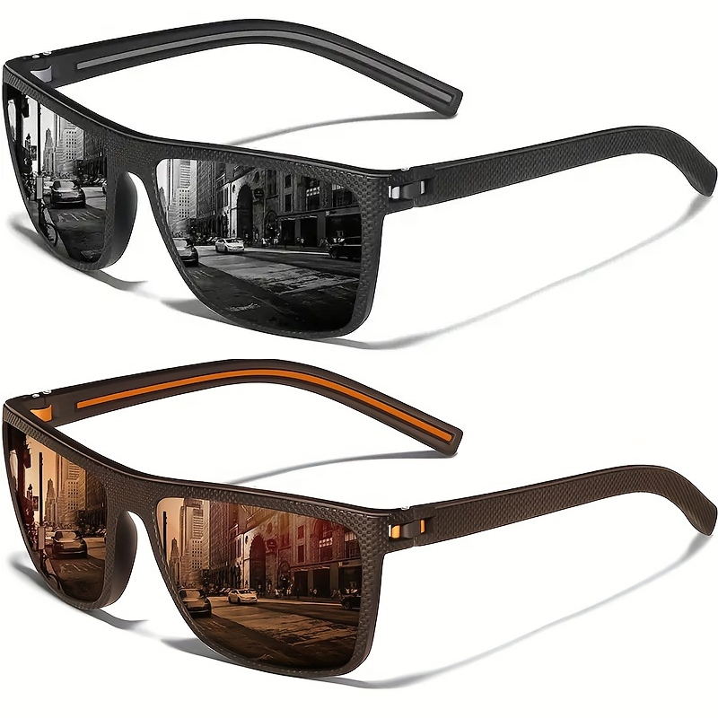 Sunglasses Polarized Men - スクエアアウトドアスポーツサングラス 男女兼用 軽量フレームサングラス UV保護アイウェア UV400 Gafas