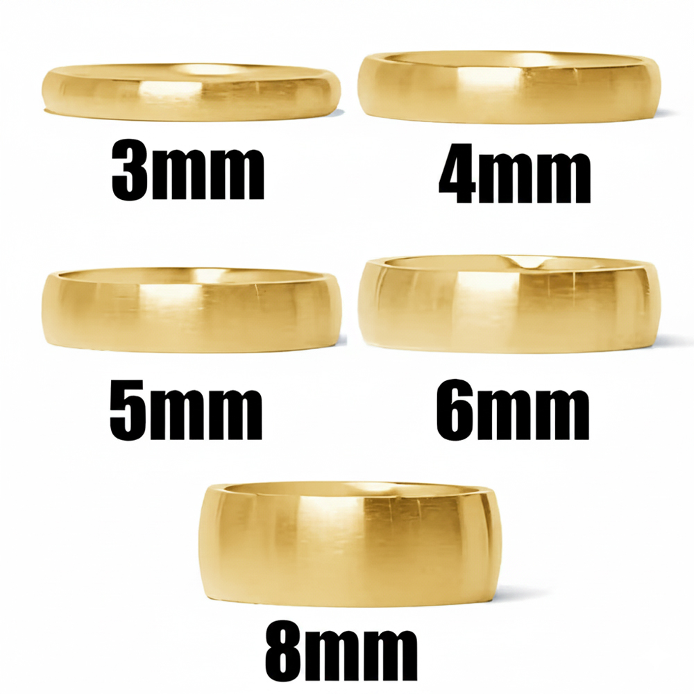 Men Accessories Shop - 316L ステンレス鋼リング男性用ゴールドカラーブラッシュバンド結婚式バイカースタッカブルジュエリー女性男性アクセサリーギフト