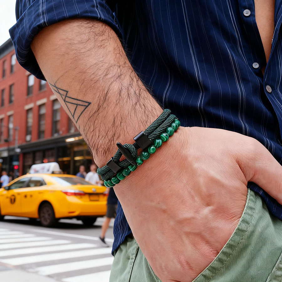 Men Accessories Unique - ユニークなアンカー 2 個セット男性ブレスレットセットアパレルアクセサリー 6 ミリメートルグレード A