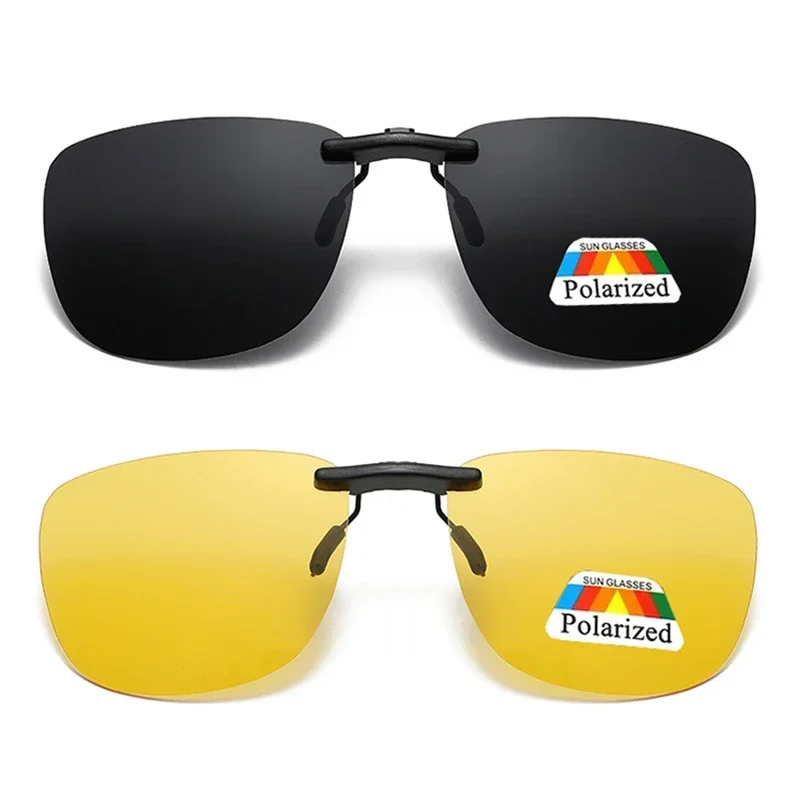 Sunglasses Polarized Men - 新しいスクエアクリップオンサングラス女性偏光レンズ UV400 ナイトビジョン運転男性ゴーグルクリップアンチグレアヴィンテージメガネ