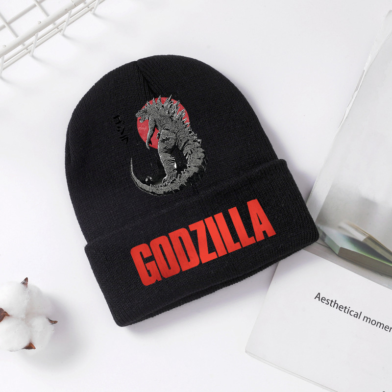 Men Accessories Unique - ゴジラニット帽子冬春クール男性男の子子供キャップアニメプリントつばなしボンネット暖かい快適なビーニーベビーパーティーギフト