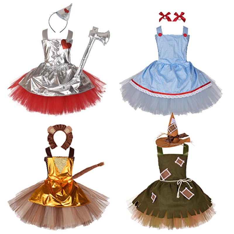 Men Accessories All - ハロウィンコスプレウィザードかかし人形ティンマンコスチュームノースリーブドレスアクセサリースーツテーマパーティーロールプレイ衣装女の子用