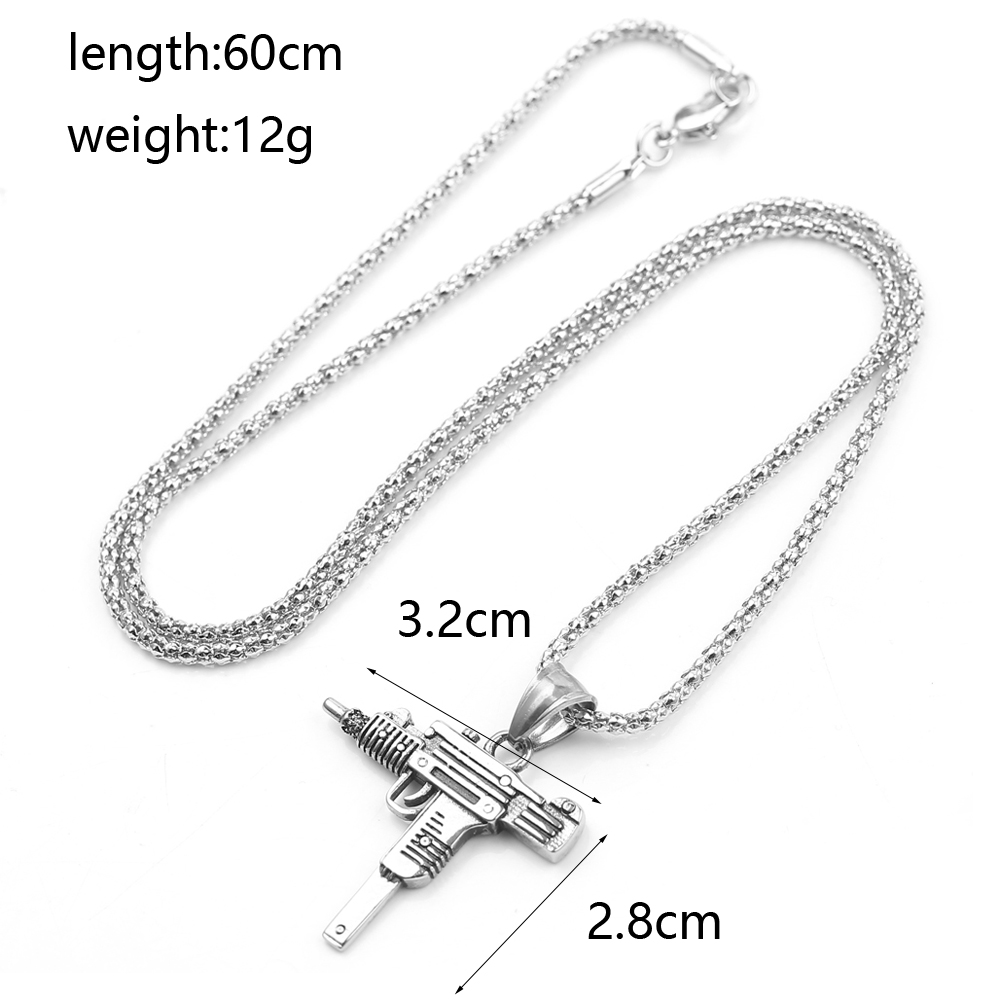 パンク・ウジ・ピストル・マシンガン・ネックレス・ペンダント  - Men Accessories Necklace のレビューと価格