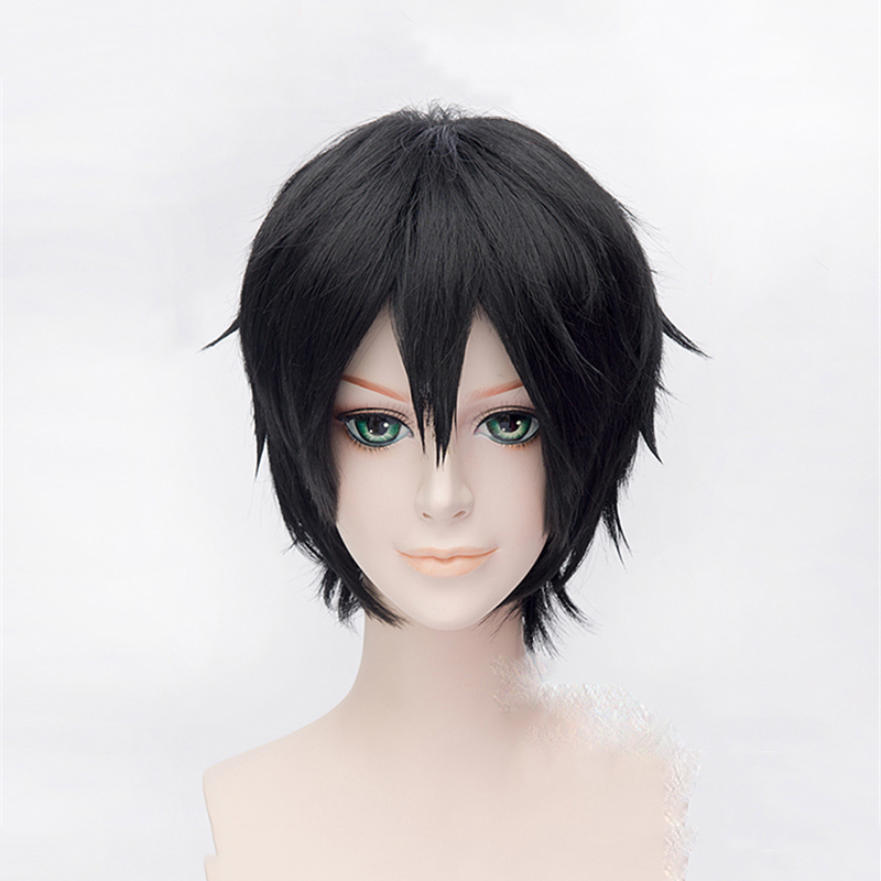 男性と女性のための黒の合成コスプレウィッグ,短い髪,パーティ - Men Accessories Online のレビューと価格