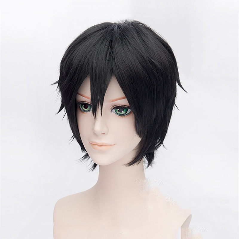 男性と女性のための黒の合成コスプレウィッグ,短い髪,パーティ - Men Accessories Online のレビューと価格