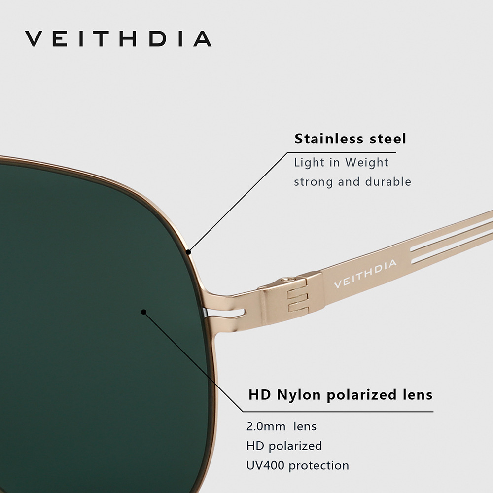 VEITHDIA ファッションナイロンパイロットサングラスス - Sunglasses Polarized Men のレビューと価格