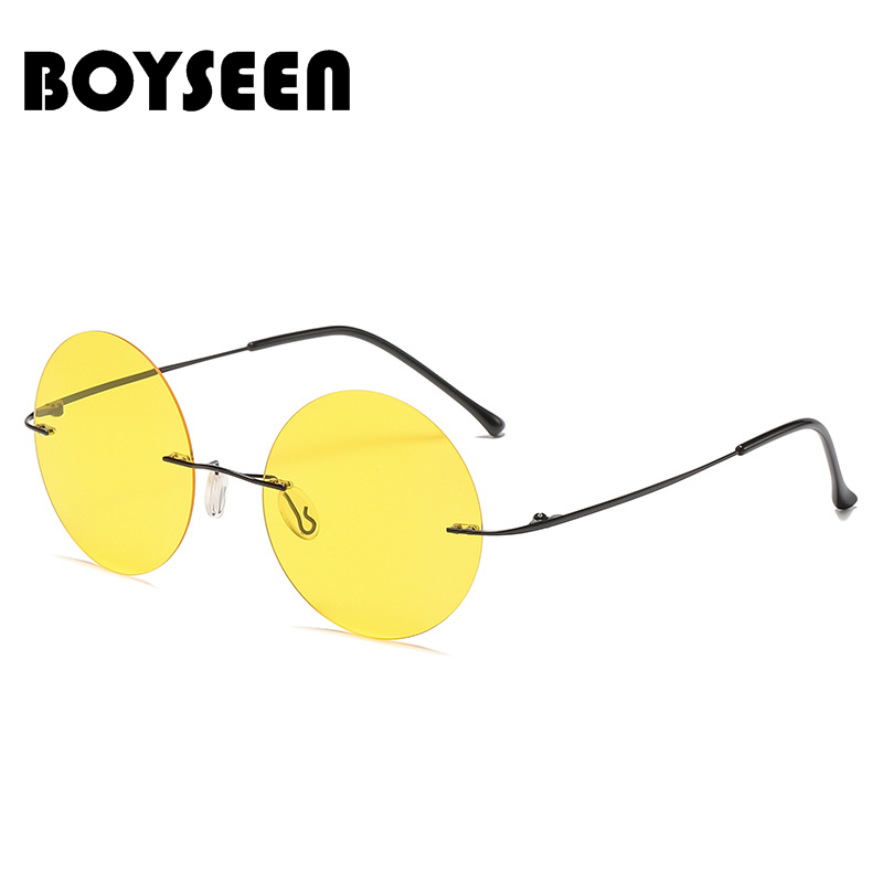 BOYSEEN 超軽量偏光円形フレームレスサングラス男性女性 - Sunglasses Polarized Men のレビューと価格