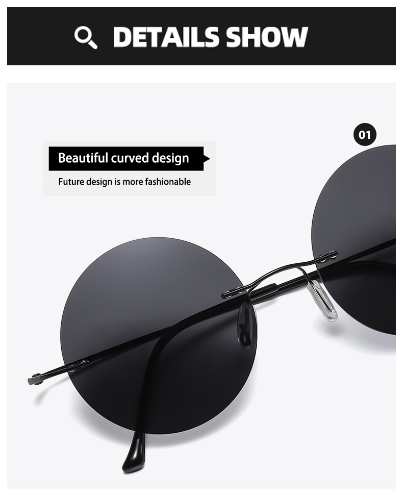 BOYSEEN 超軽量偏光円形フレームレスサングラス男性女性 - Sunglasses Polarized Men のレビューと価格