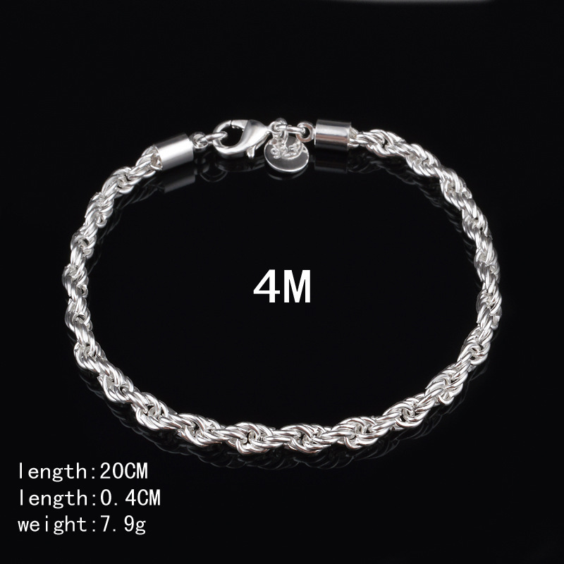 4 ミリメートルシルバーメッキツイストロープブレスレットジュ - Men Accessories Singapore のレビューと価格