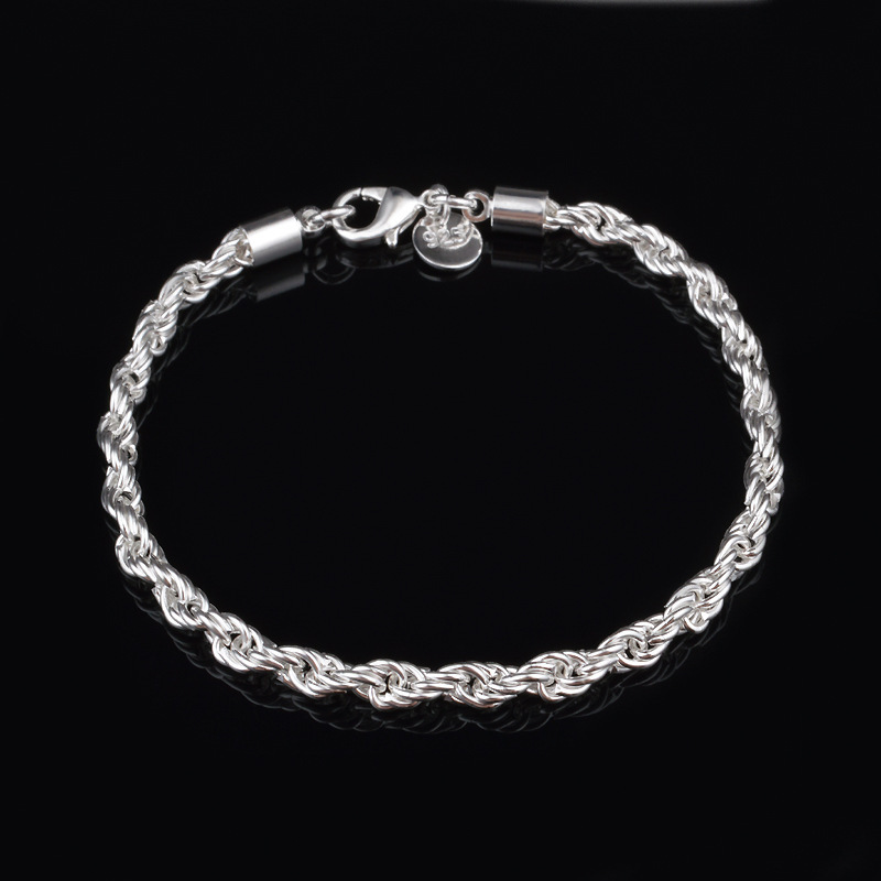 4 ミリメートルシルバーメッキツイストロープブレスレットジュ - Men Accessories Singapore のレビューと価格