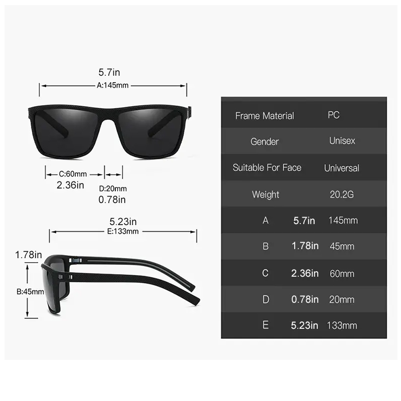 スクエアアウトドアスポーツサングラス 男女兼用 軽量フレーム - Sunglasses Polarized Men のレビューと価格