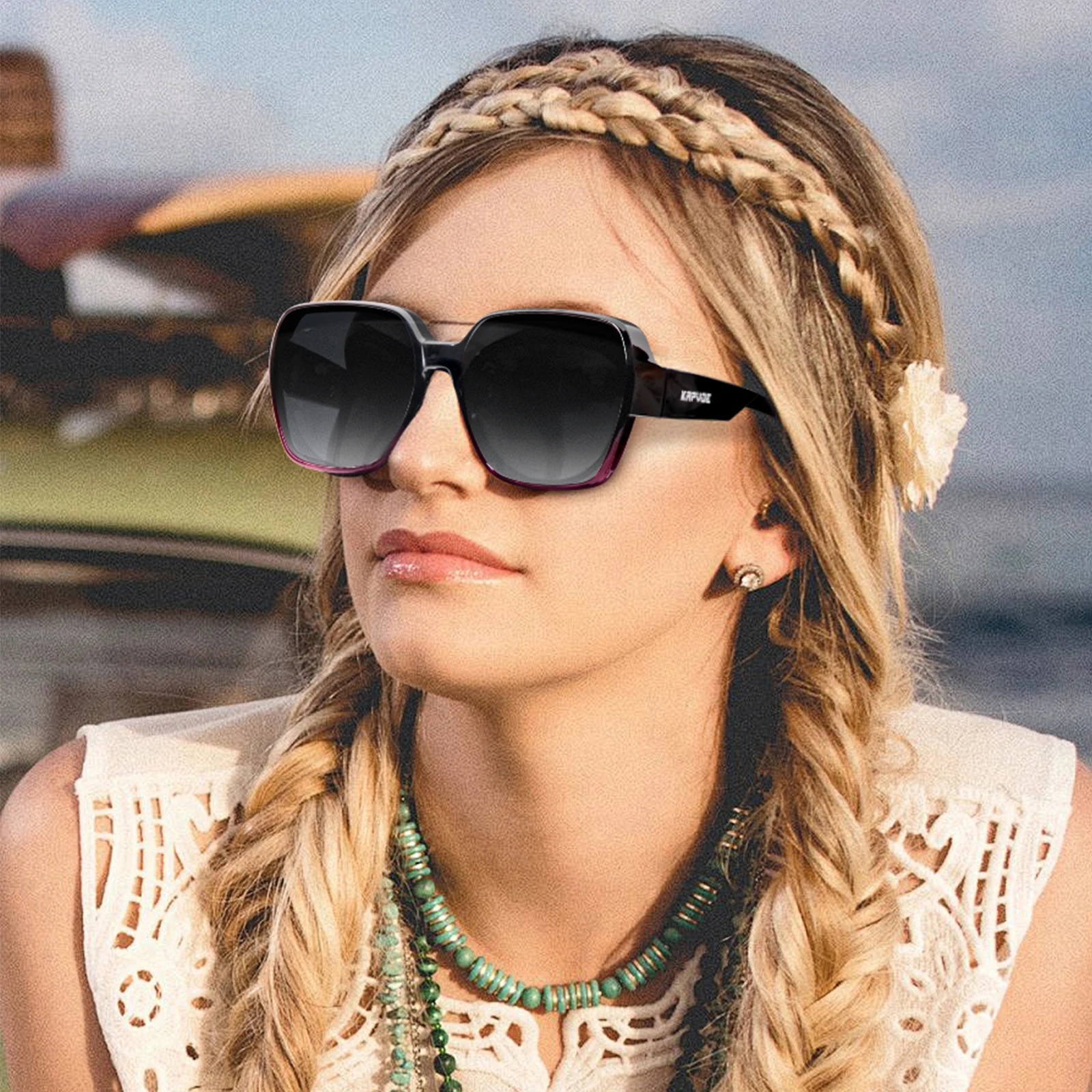 Kapvoe フィットオーバーサングラス 特大スクエア偏光近 - Sunglasses Polarized Men のレビューと価格