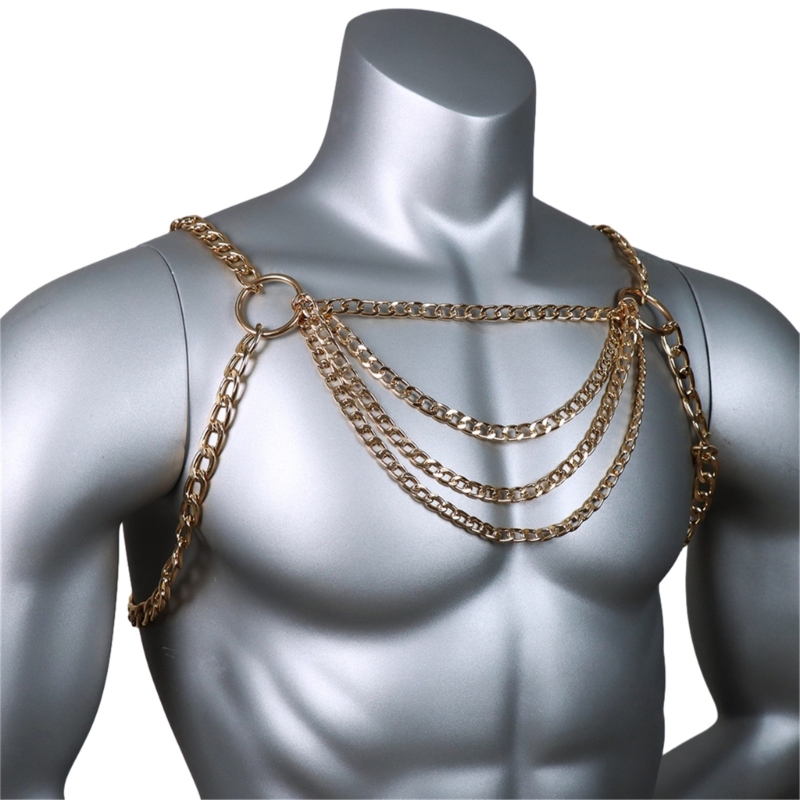 男性のセクシーなメタルボディ胸チェーンジュエリーパンクスタイ - Mens Accessories Style のレビューと価格