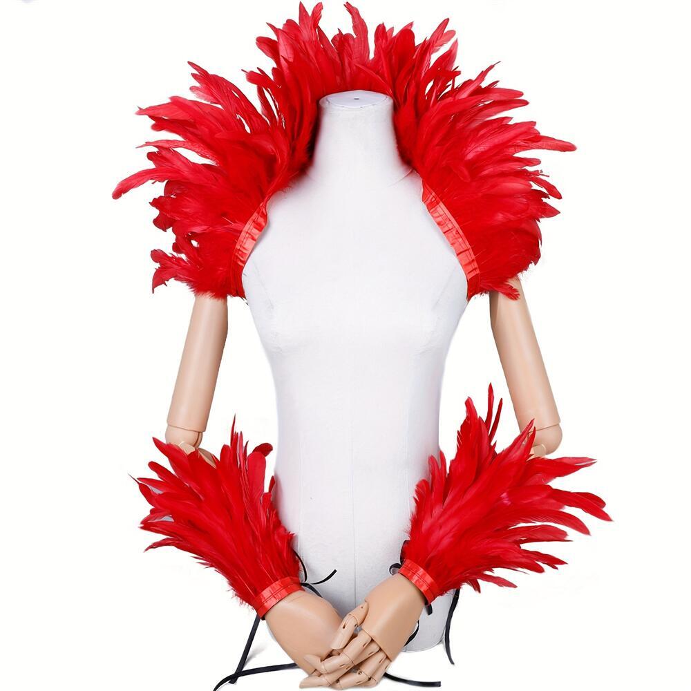 エレガントな赤い羽の女性のショールハロウィンパンクコスプレパ - Mens Accessories Style のレビューと価格