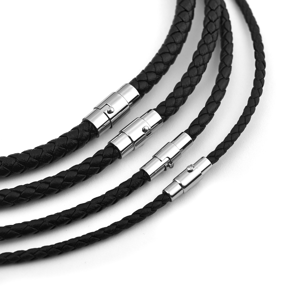 45/50/60cmレザーネックレスワックスロープ、ステンレ - Men'S Accessories Chain のレビューと価格