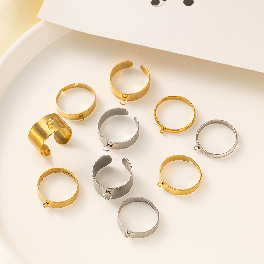 5 ピース/ロットステンレス鋼ゴールドカラーオープン調節可能 - Men Accessories Ring のレビューと価格