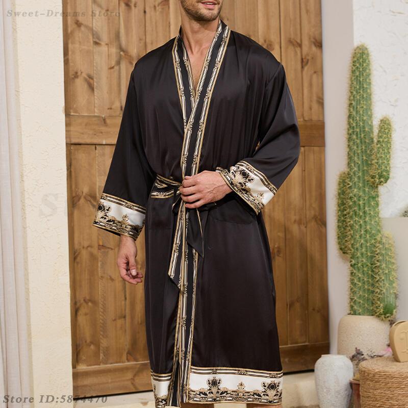 メンズロングローブパジャマセットバロックスタイルバスローブ着 - Men'S Kimono Accessories のレビューと価格